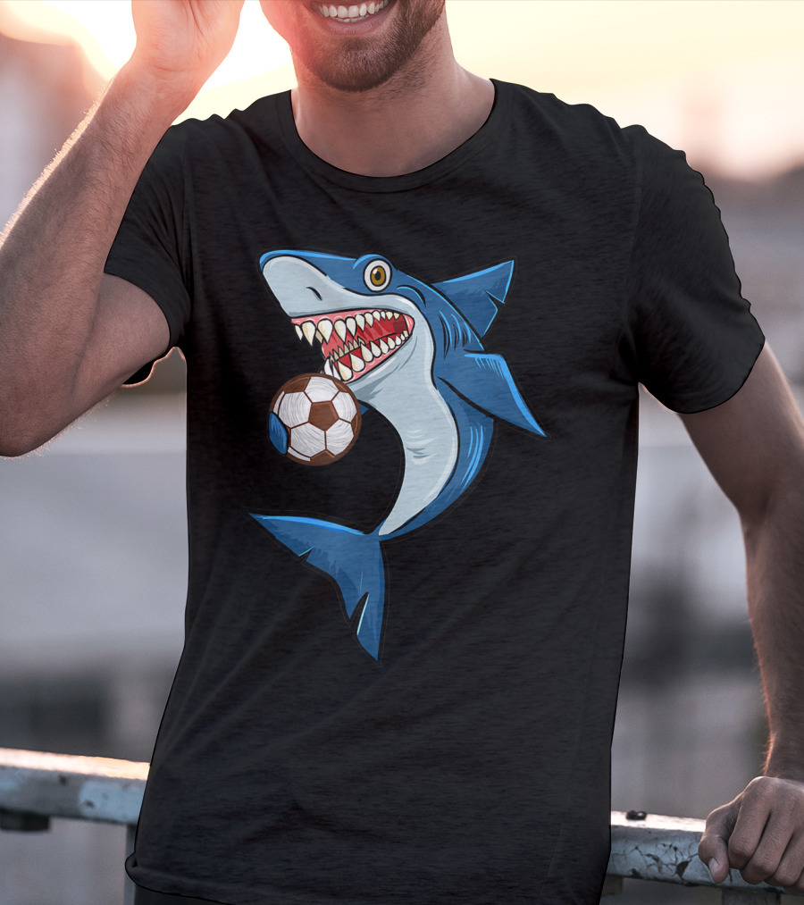 Football Sharks Love Animal Lovers Soccer Shark T-Shirt