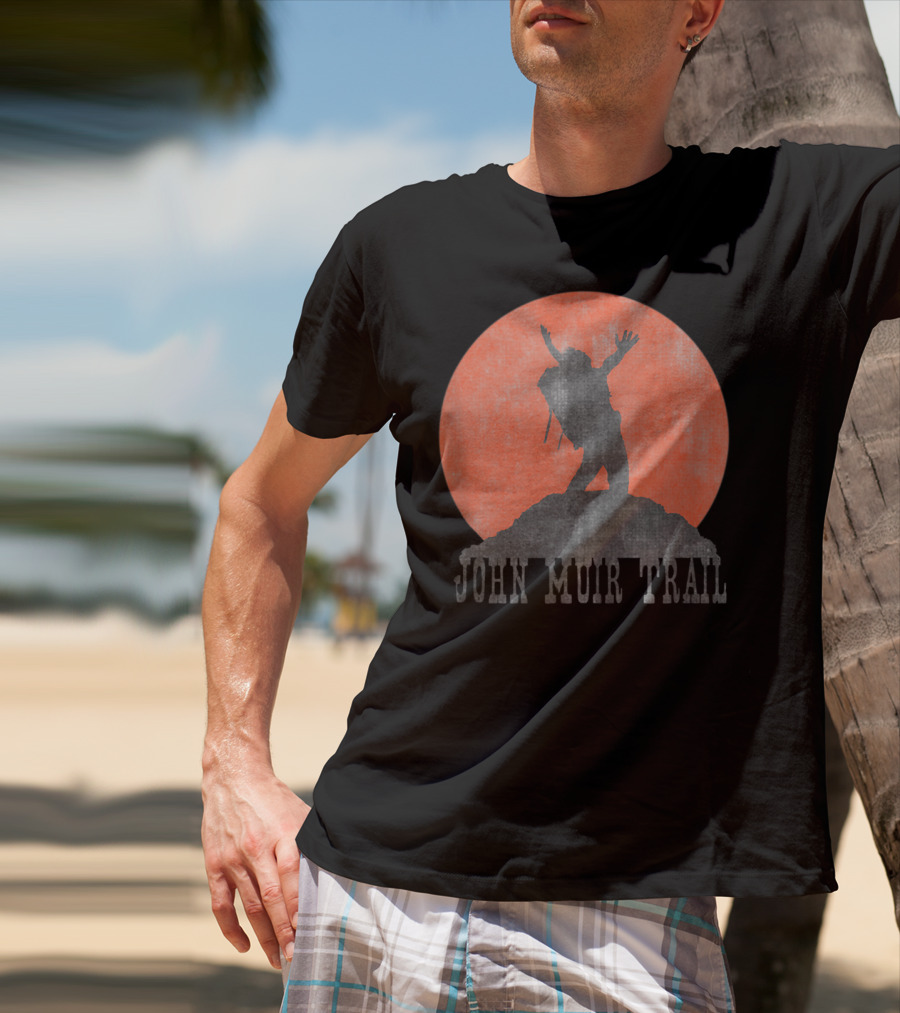John Muir Trail Classic Hikers Silhouette With Backpack And Sunset T-Shirt