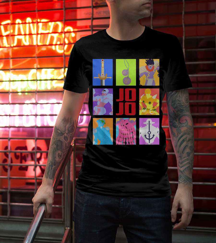 JOJO's Bizarre Adventure Iconic Character And Stand Panels Collection T-Shirt