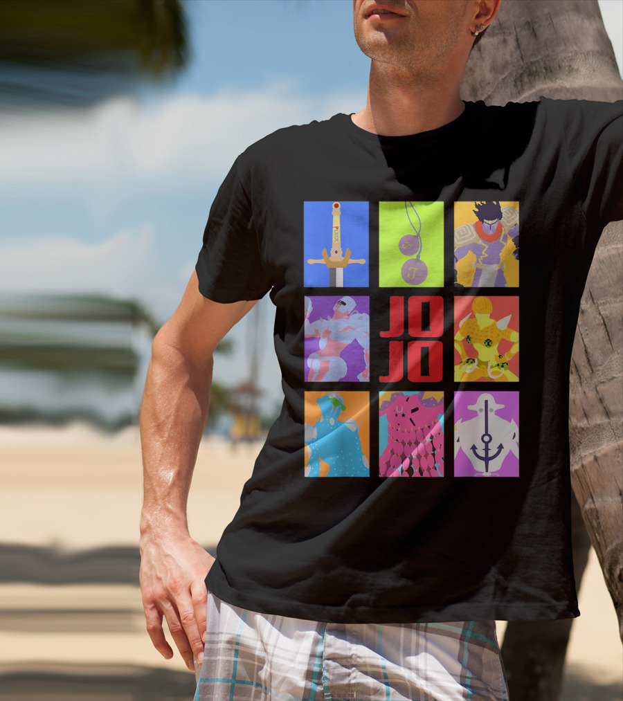 JOJO's Bizarre Adventure Iconic Character And Stand Panels Collection T-Shirt