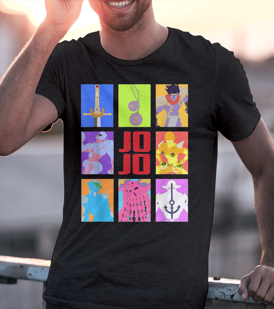 JOJO's Bizarre Adventure Iconic Character And Stand Panels Collection T-Shirt