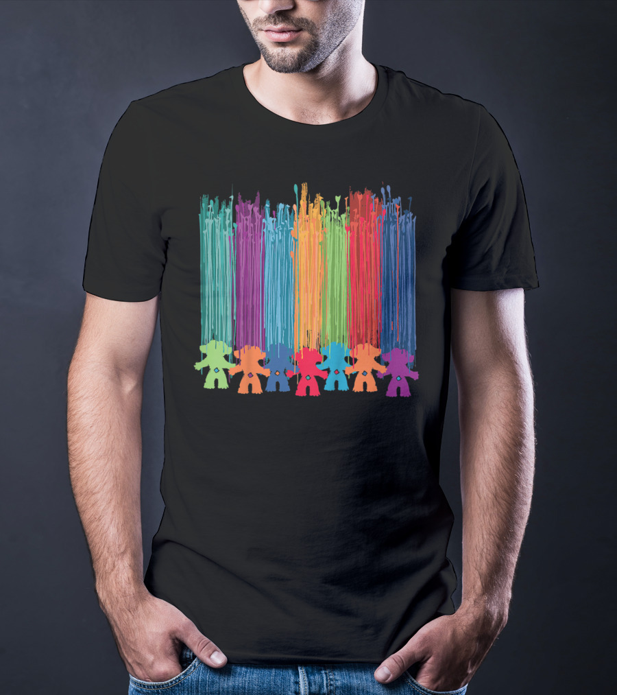 Kids Classic Trolls Rainbow Hair Paint Streaks T-Shirt