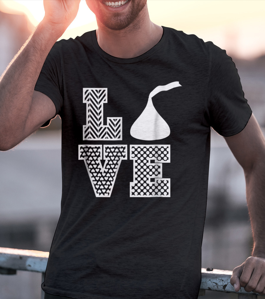 LOVE Hershey's Kisses Patterned Lettering Design Style 24476 T-Shirt