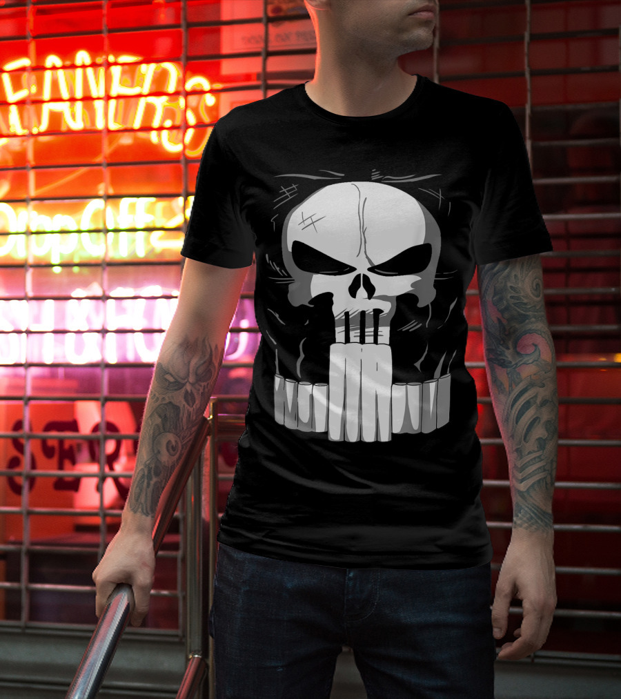 Marvel Punisher Skull With Bullet Teeth T-Shirt