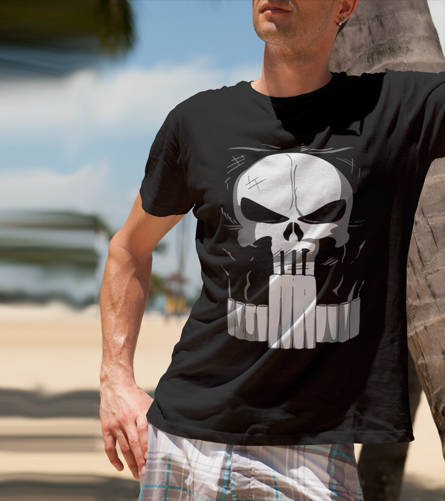 Marvel Punisher Skull With Bullet Teeth T-Shirt