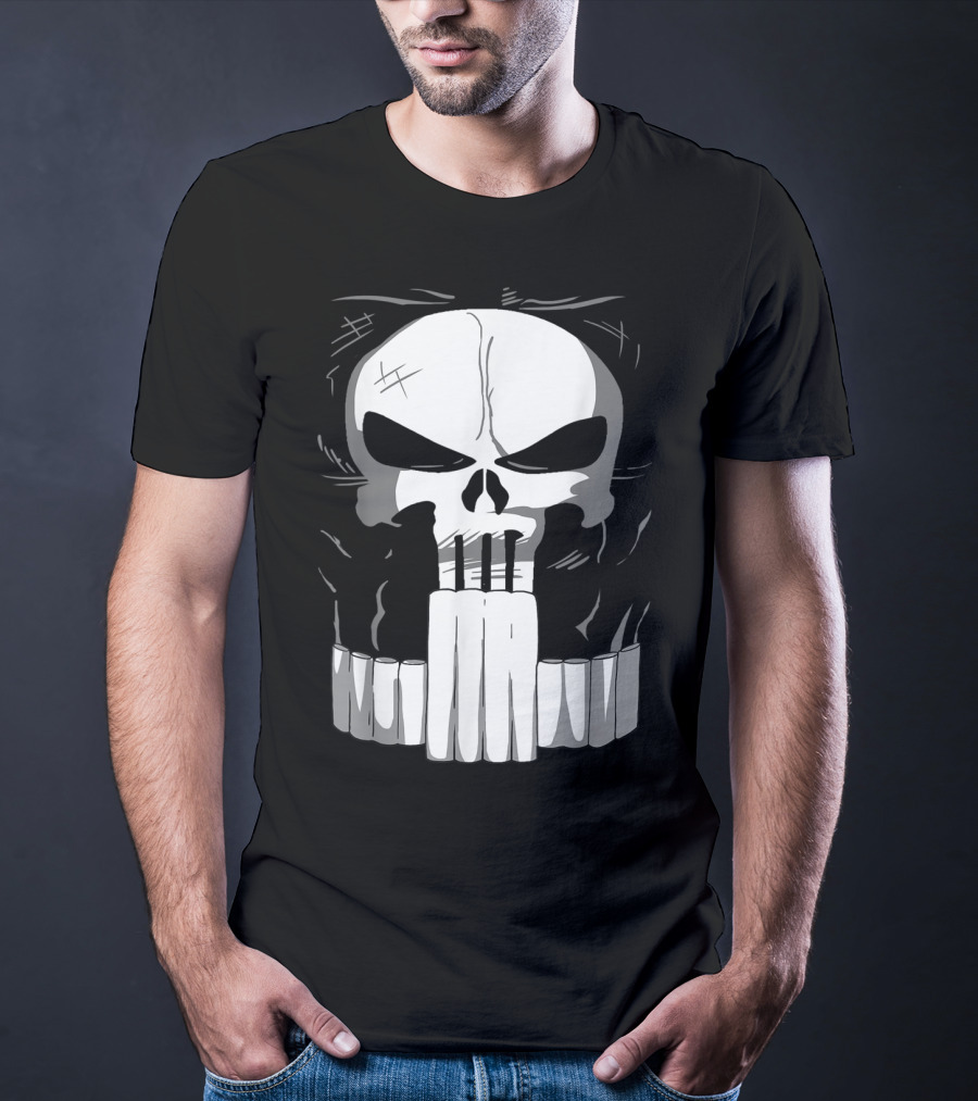 Marvel Punisher Skull With Bullet Teeth T-Shirt