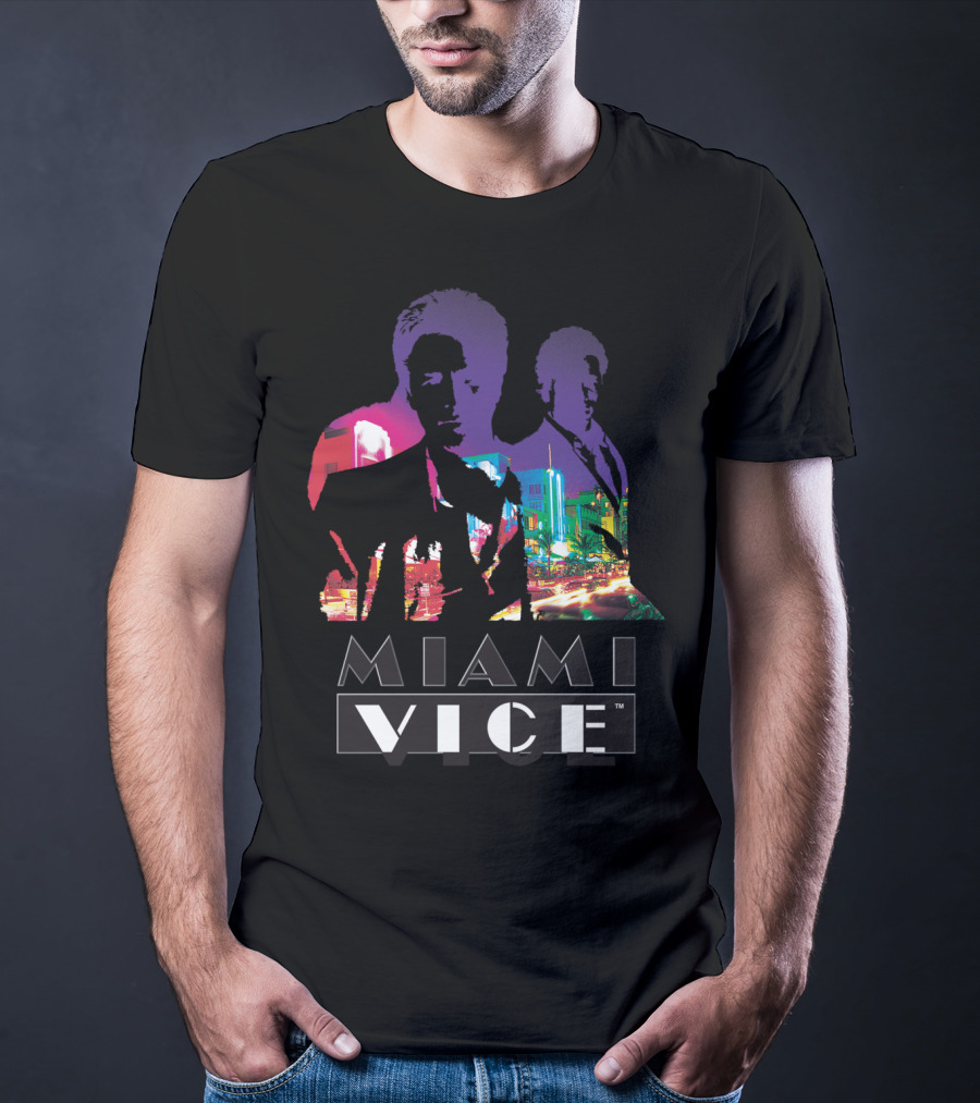 Miami Vice Classic Neon Cityscape T-Shirt