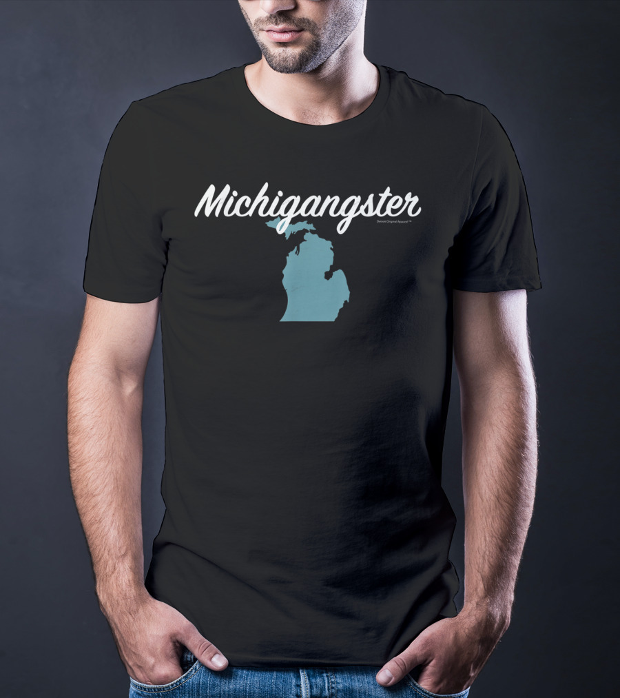 Michigangster Detroit Michigan Mitten Map T-Shirt