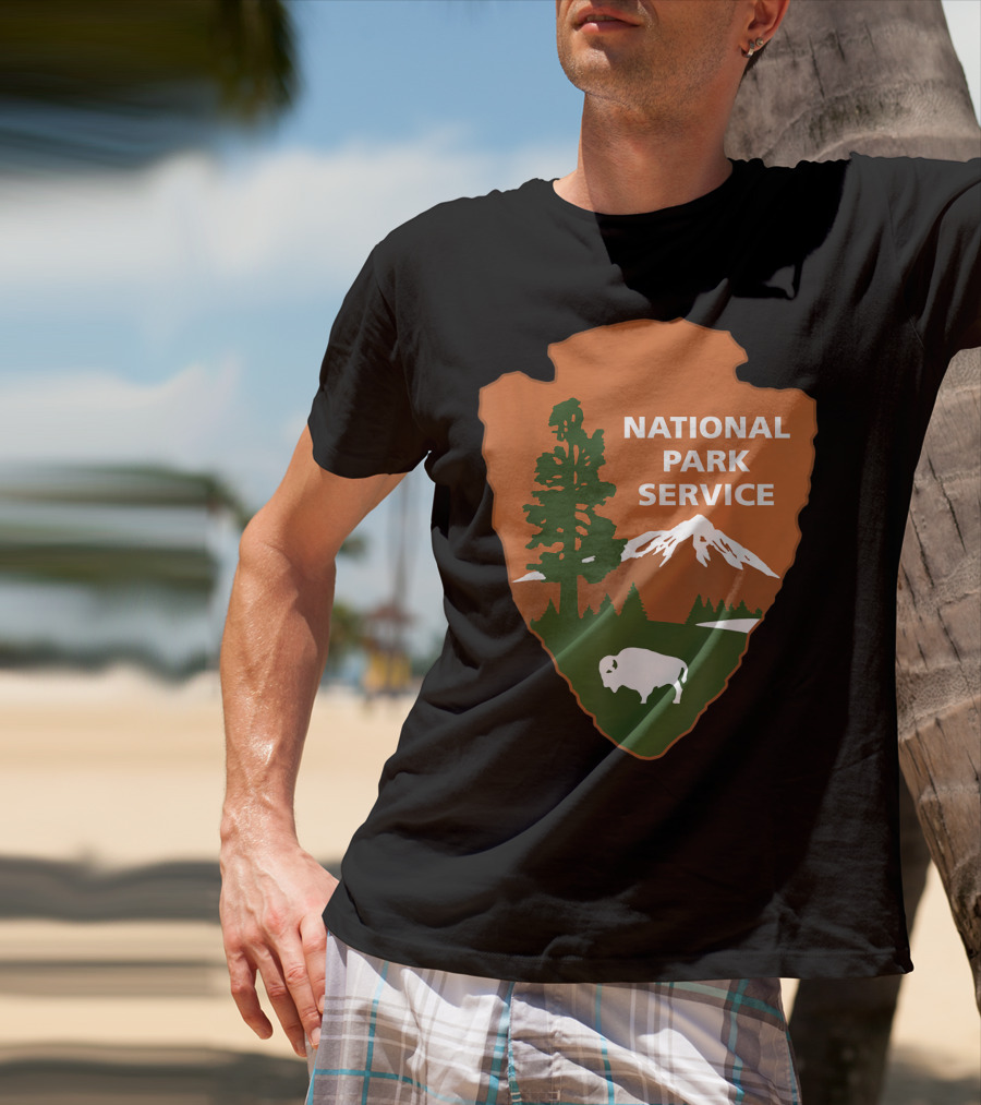 National Park Service Logo Badge With Mountain And Bison T-Shirt