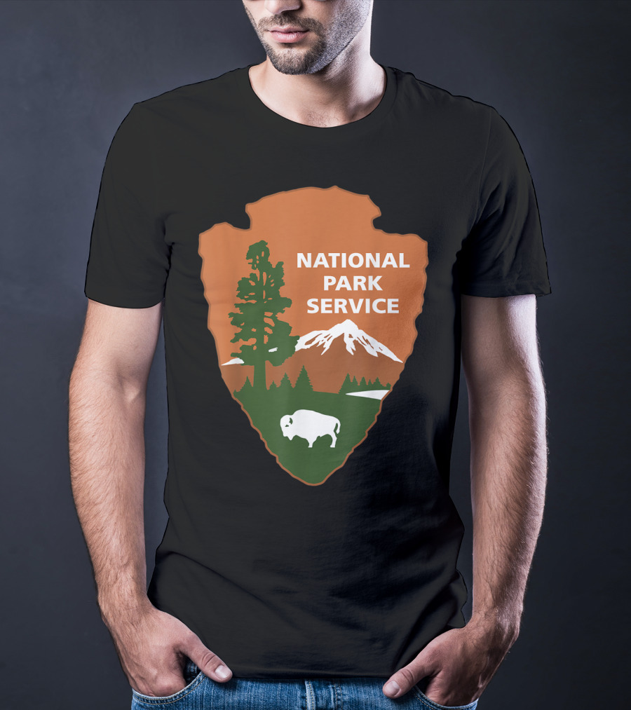 National Park Service Logo Badge With Mountain And Bison T-Shirt