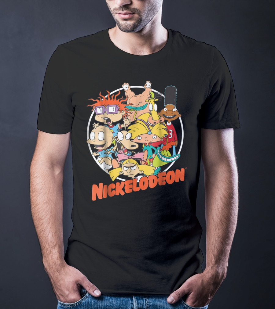 Nickelodeon Classic 90s Characters Rugrats Hey Arnold Gerald Cartoons T-Shirt