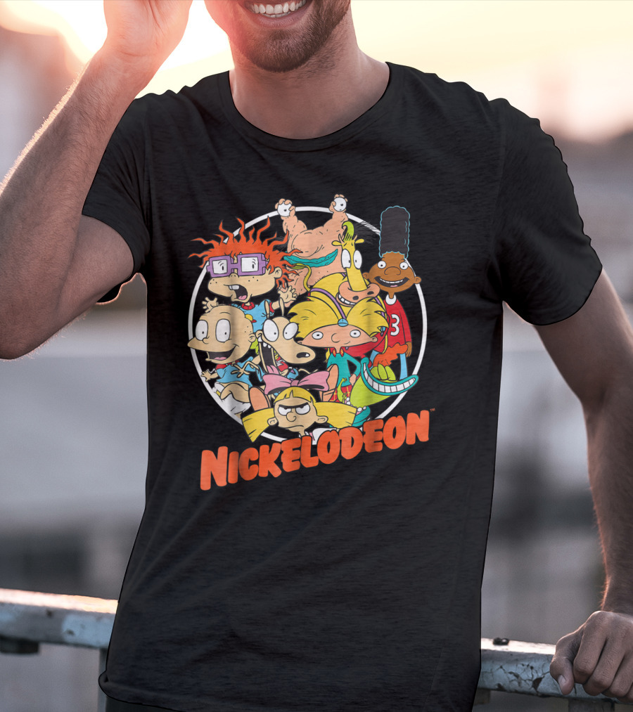 Nickelodeon Classic 90s Characters Rugrats Hey Arnold Gerald Cartoons T-Shirt