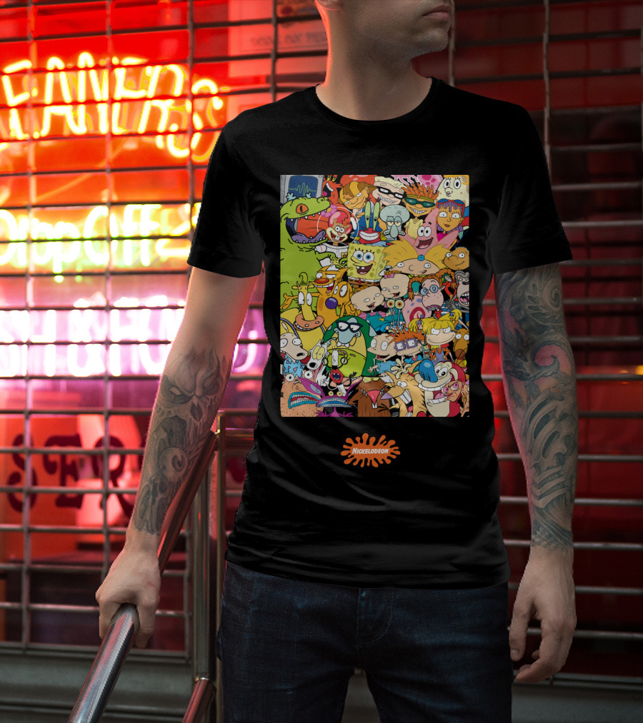 Nickelodeon Classic 90s Cartoon Character Collage T-Shirt