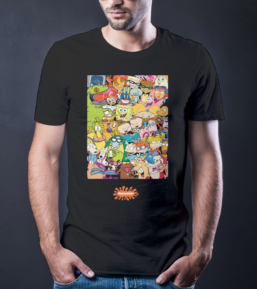 Nickelodeon Classic 90s Cartoon Character Collage T-Shirt