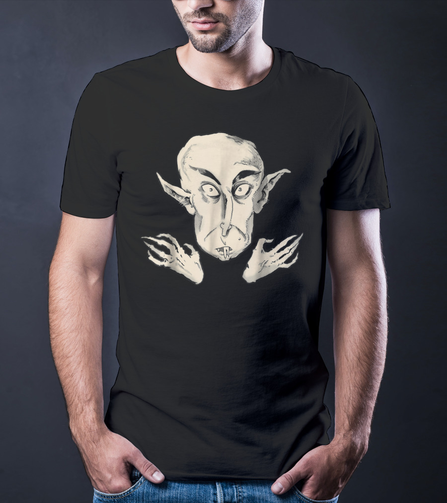 Nosferatu The Vampyre Creepy Classic Vampire Illustration Face And Claws T-Shirt