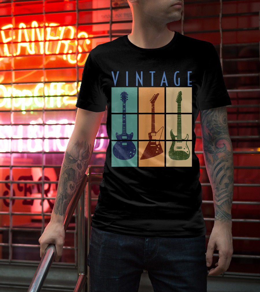 Vintage Retro Classic Guitar Cool Vintage Guitars T-Shirt