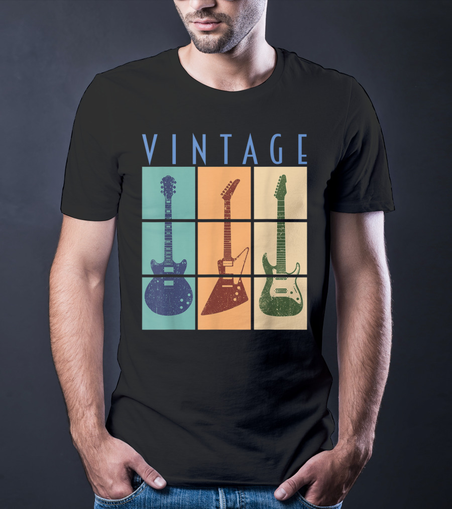 Vintage Retro Classic Guitar Cool Vintage Guitars T-Shirt