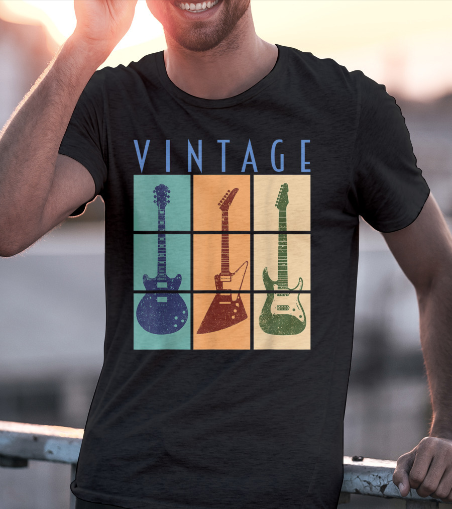 Vintage Retro Classic Guitar Cool Vintage Guitars T-Shirt
