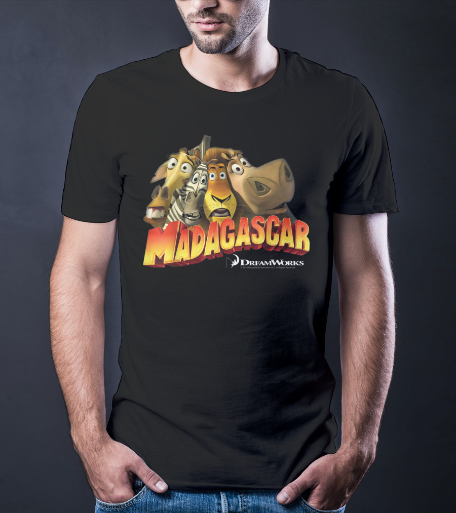 Madagascar DreamWorks Movie Characters Squished Group Shot T-Shirt