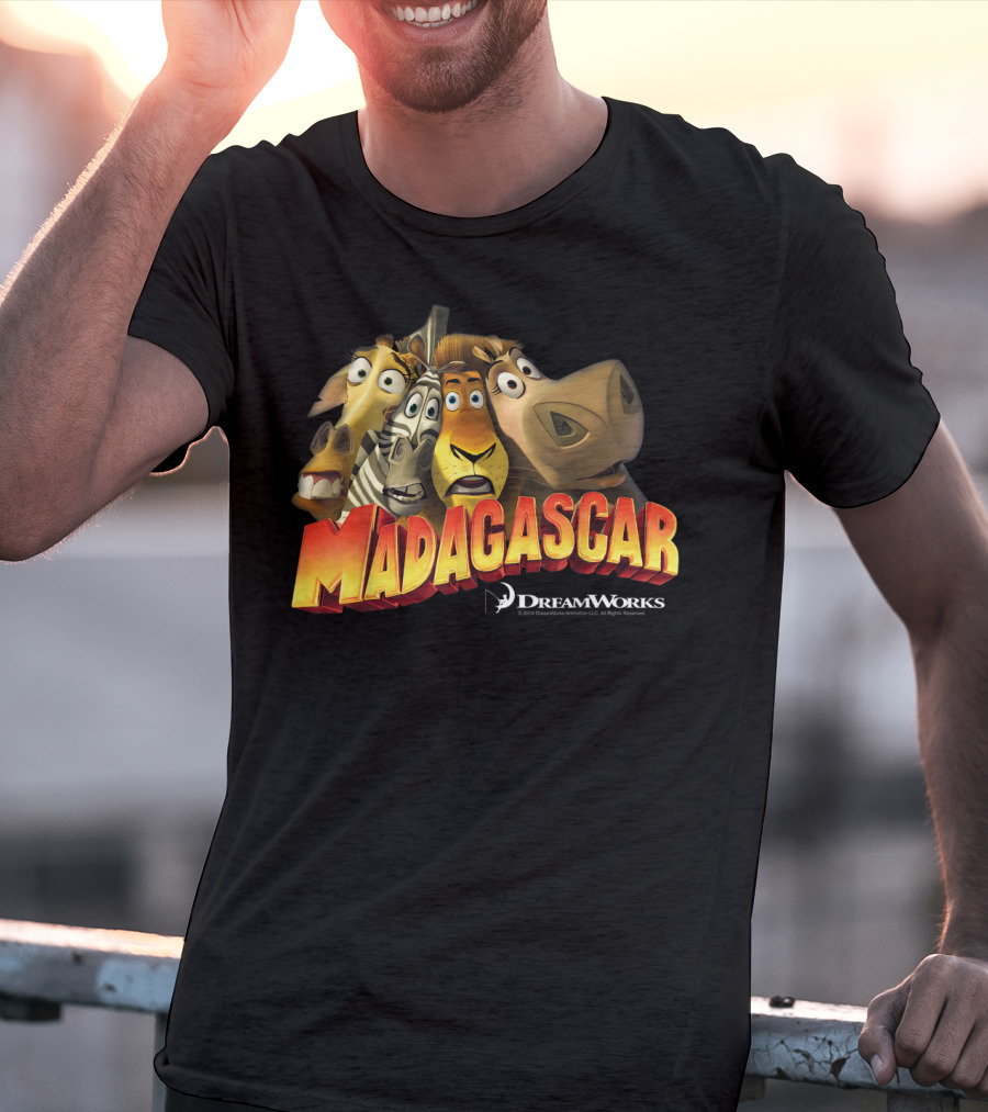 Madagascar DreamWorks Movie Characters Squished Group Shot T-Shirt