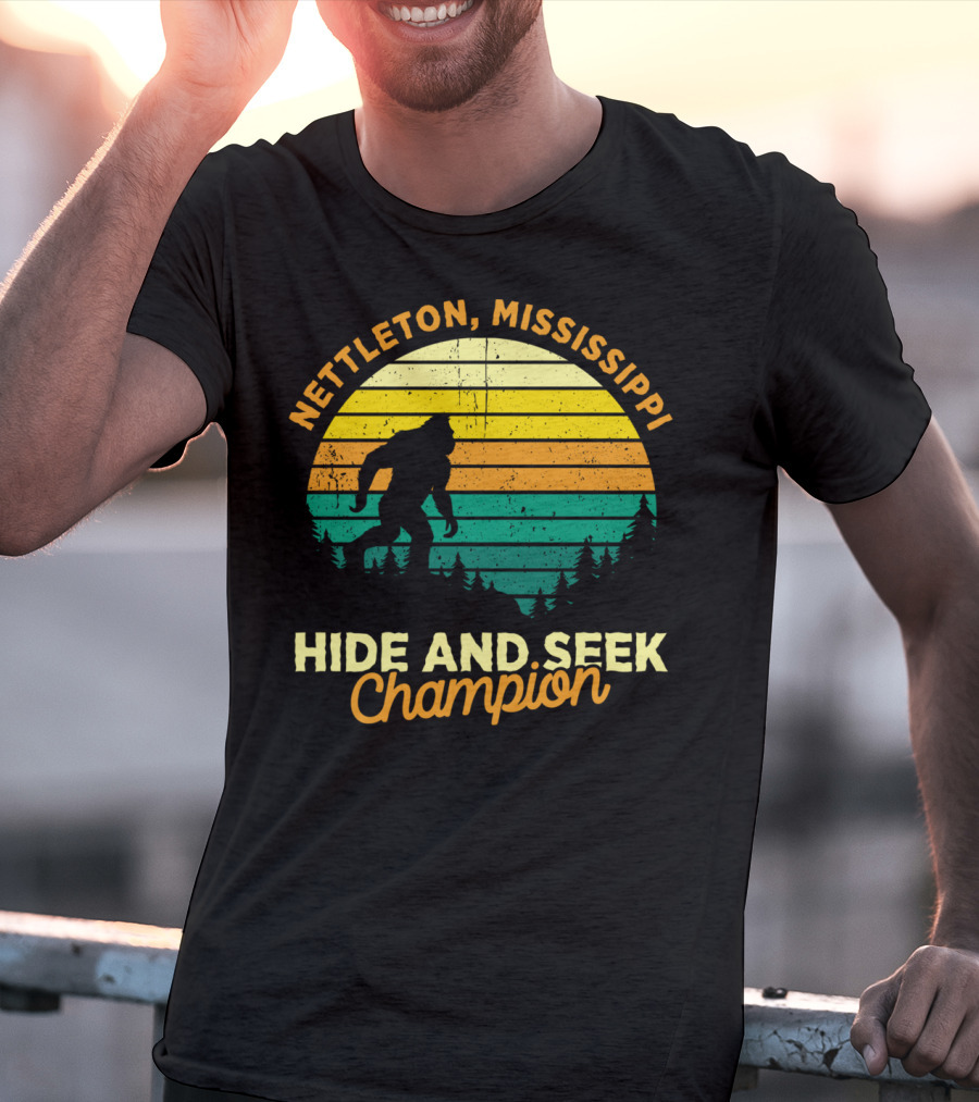 Nettleton Mississippi Bigfoot Hide And Seek Champion Retro T-Shirt