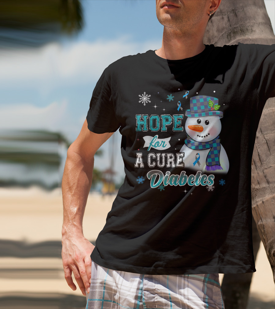 HOPE FOR A CURE DIABETES Snowman T-Shirt