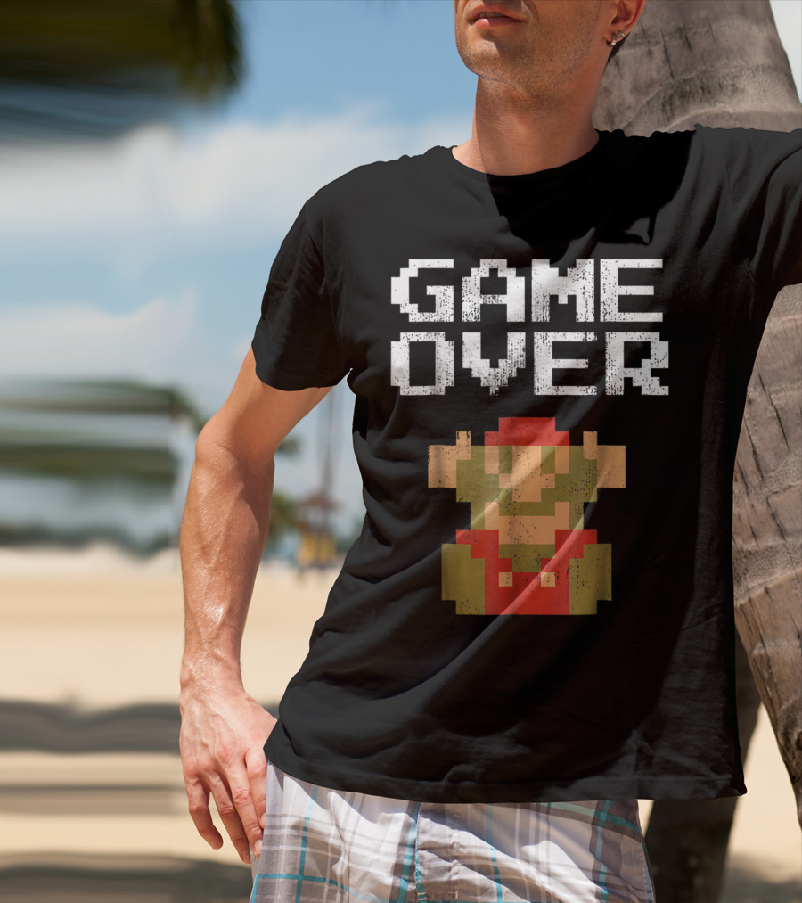 Super Mario Game Over Pixel Art Mario Fall T-Shirt