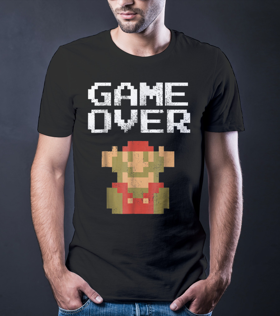Super Mario Game Over Pixel Art Mario Fall T-Shirt