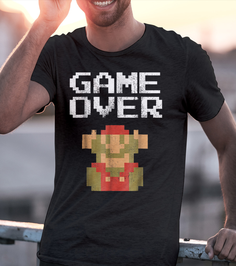 Super Mario Game Over Pixel Art Mario Fall T-Shirt
