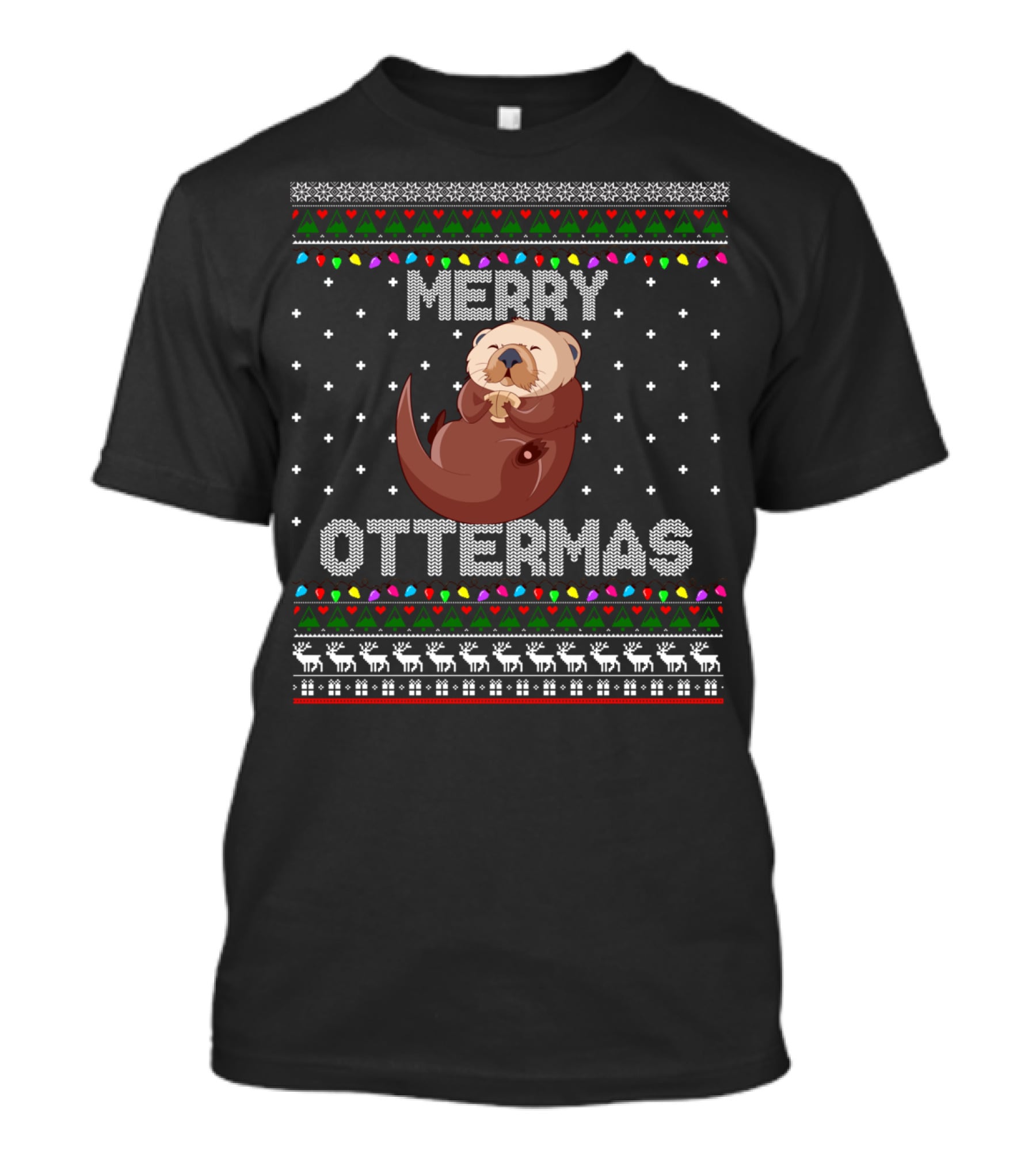 Merry Ottermas Ugly Christmas Cute Otter T-Shirt