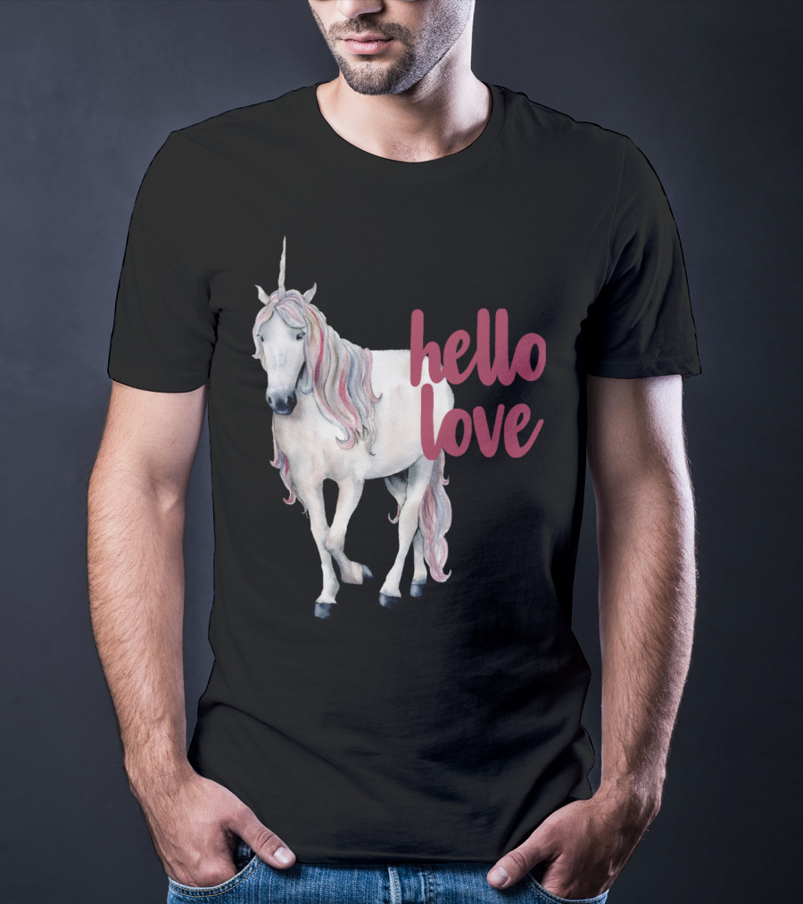 Hello Love Unicorn Funny Magical Animal T-Shirt