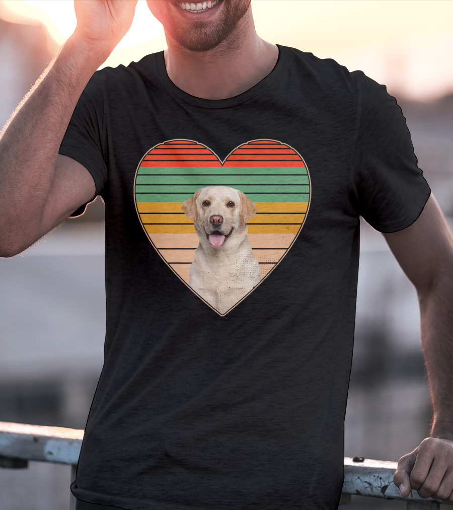 Vintage Labrador Retriever Heart Dog Lover Retro Stripes T-Shirt