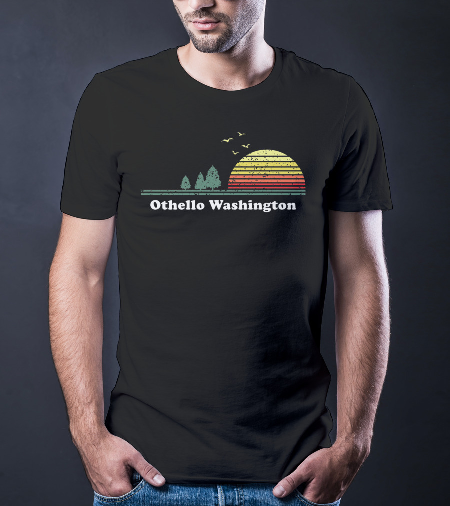 Othello Washington Vintage Sunset Trees Birds T-Shirt