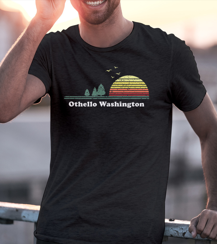 Othello Washington Vintage Sunset Trees Birds T-Shirt