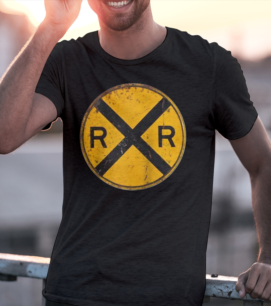 Vintage Railroad Crossing Sign RR Engineer Worker T-Shirt