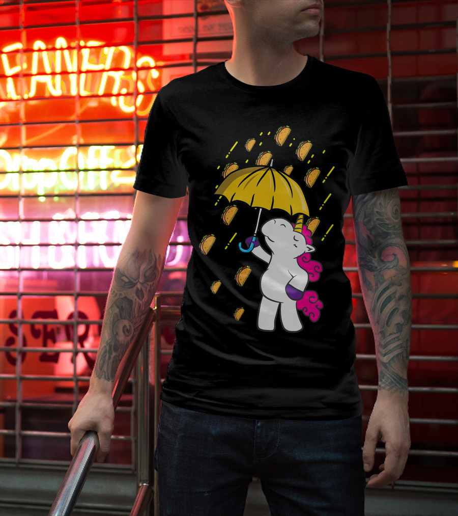 It's Raining Tacos Funny Unicorn Tacos Umbrella T-Shirt