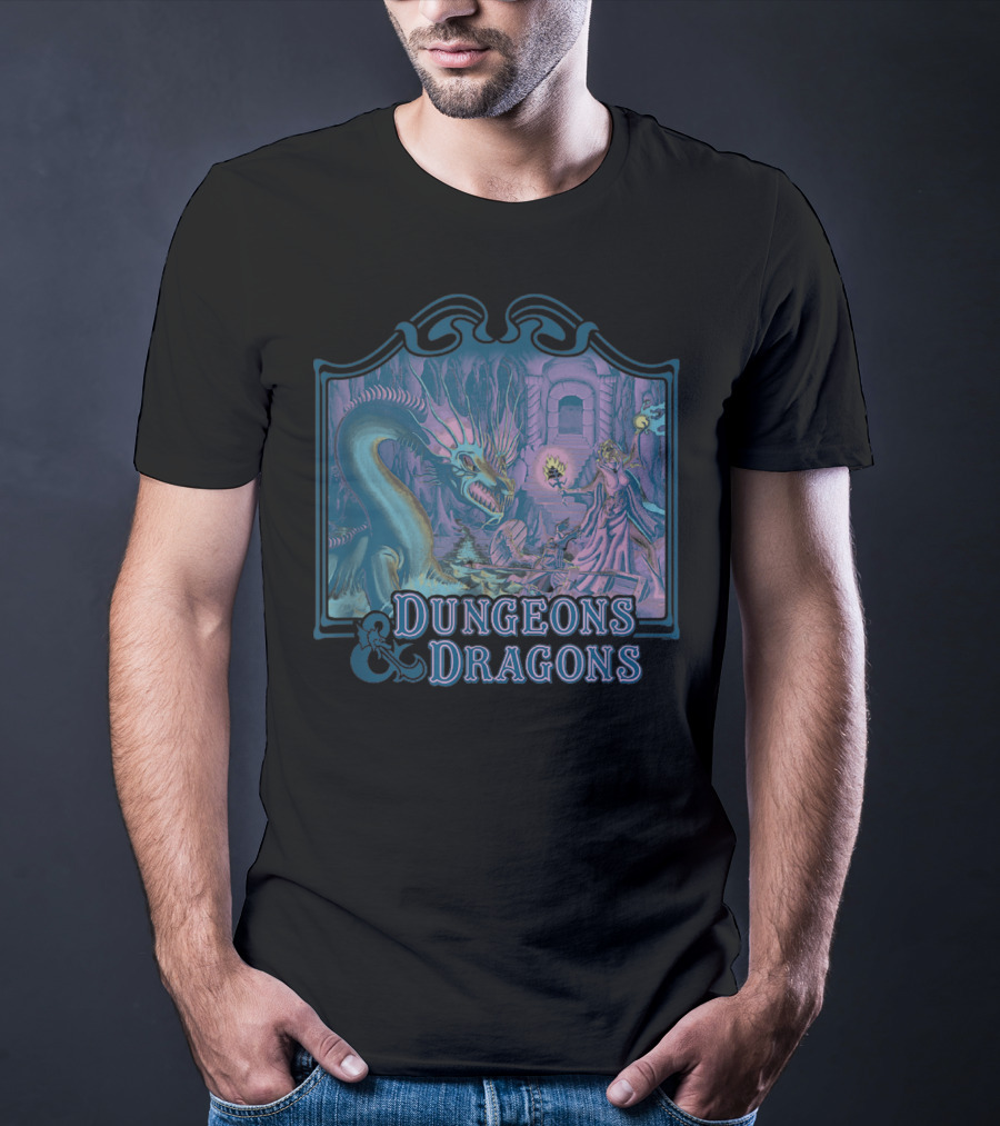 Dungeons And Dragons Classic Basic Rule Dragon Encounter Scene T-Shirt