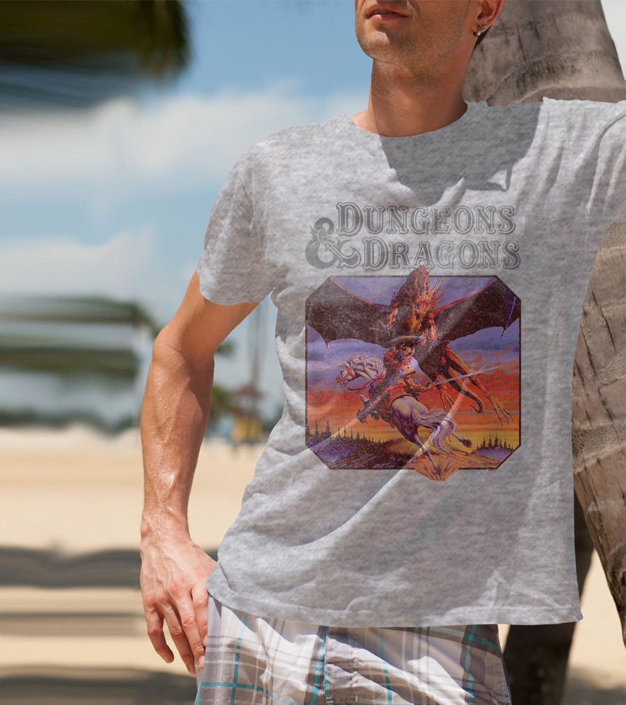 Dungeons And Dragons Classic Expert Rules Knight With Dragon T-Shirt