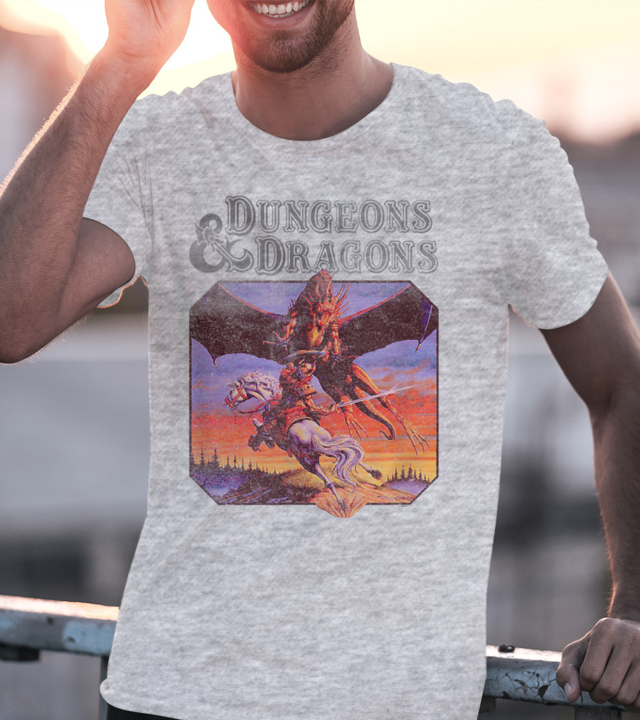 Dungeons And Dragons Classic Expert Rules Knight With Dragon T-Shirt