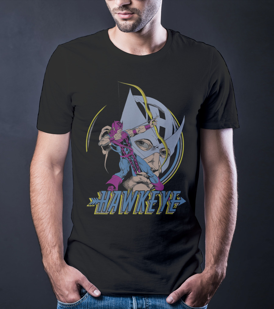 Hawkeye Ready Aim Fire Classic Marvel Archery Action T-Shirt