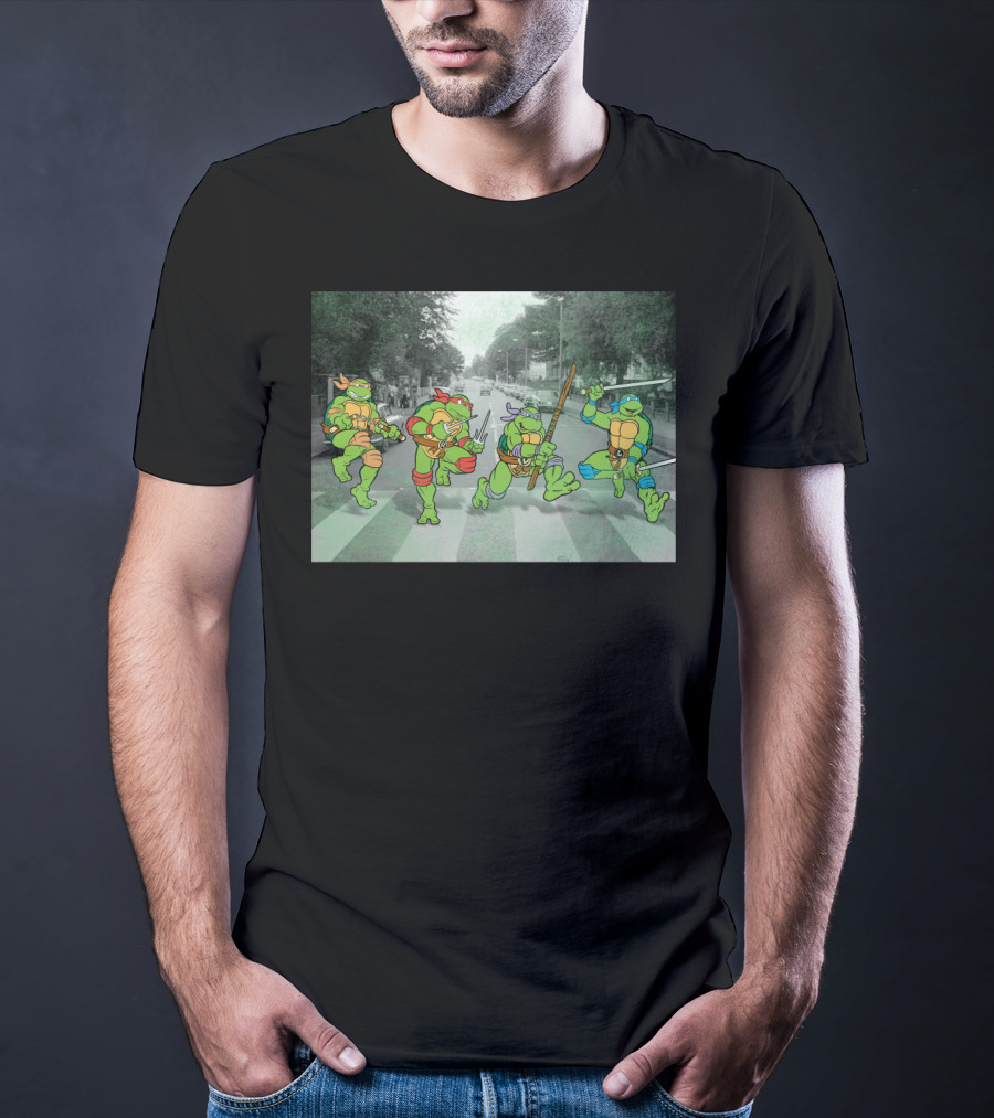 Nage Mutant Ninja Turtles Abbey Road Style Street Scene T-Shirt