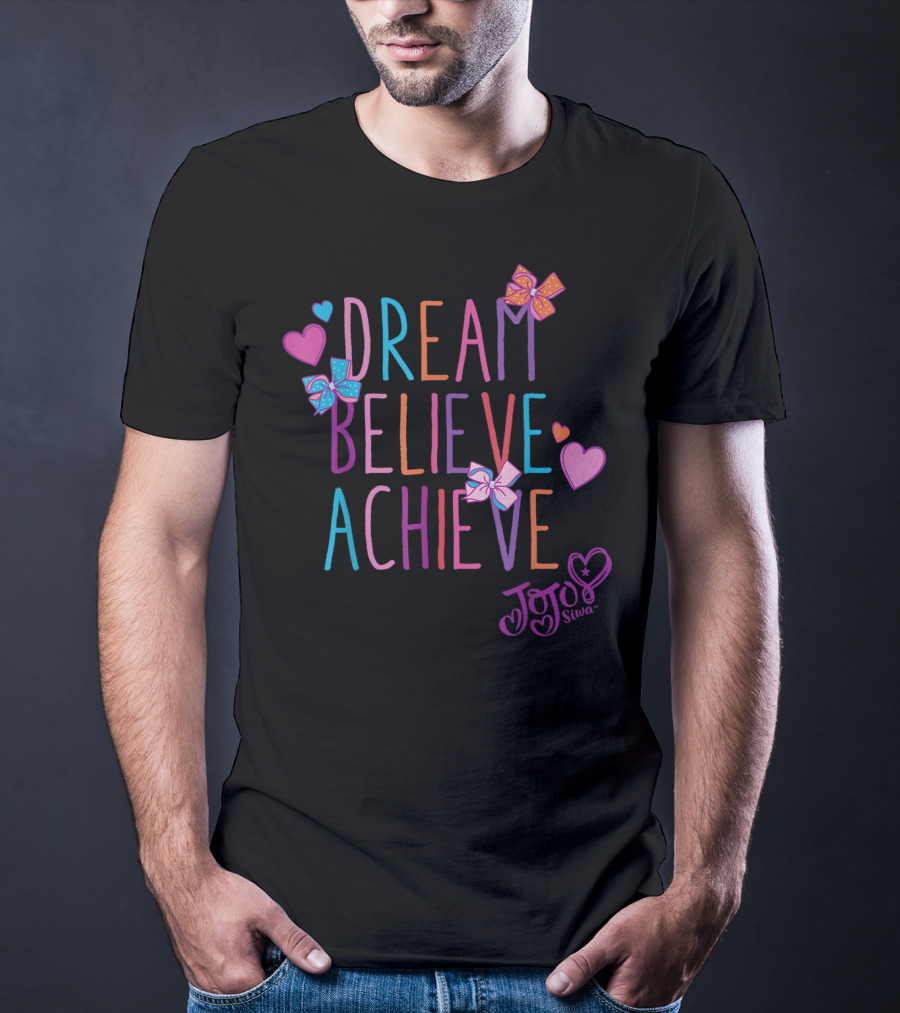 Nickelodeon Jojo Siwa Dream Believe Achieve Hearts And Bows T-Shirt