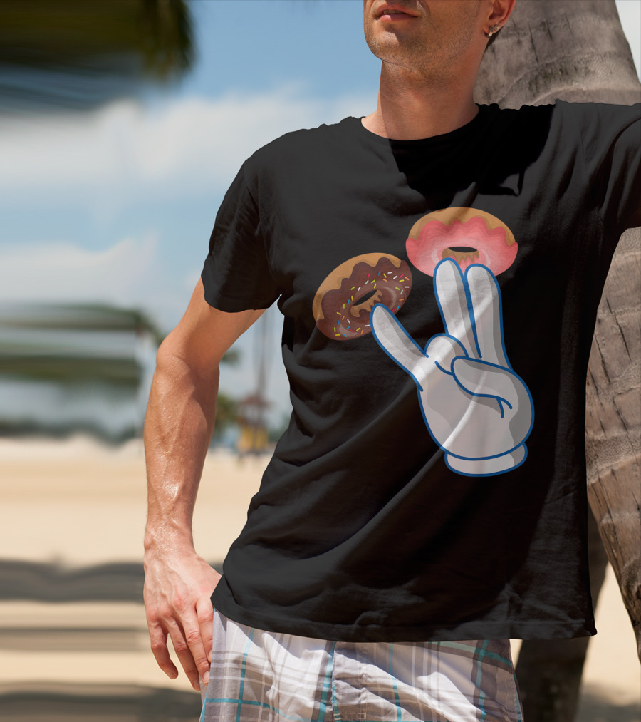 2 In The Pink 1 In The Stink Hand Gesture With Two Sprinkle Donuts Dark Humor T-Shirt