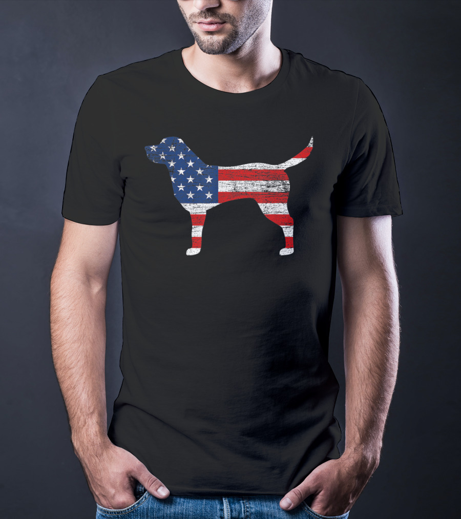 Labrador Retriever Silhouette With American Flag T-Shirt