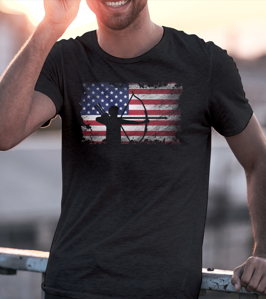 USA Flag Archery American Patriotic Player T-Shirt