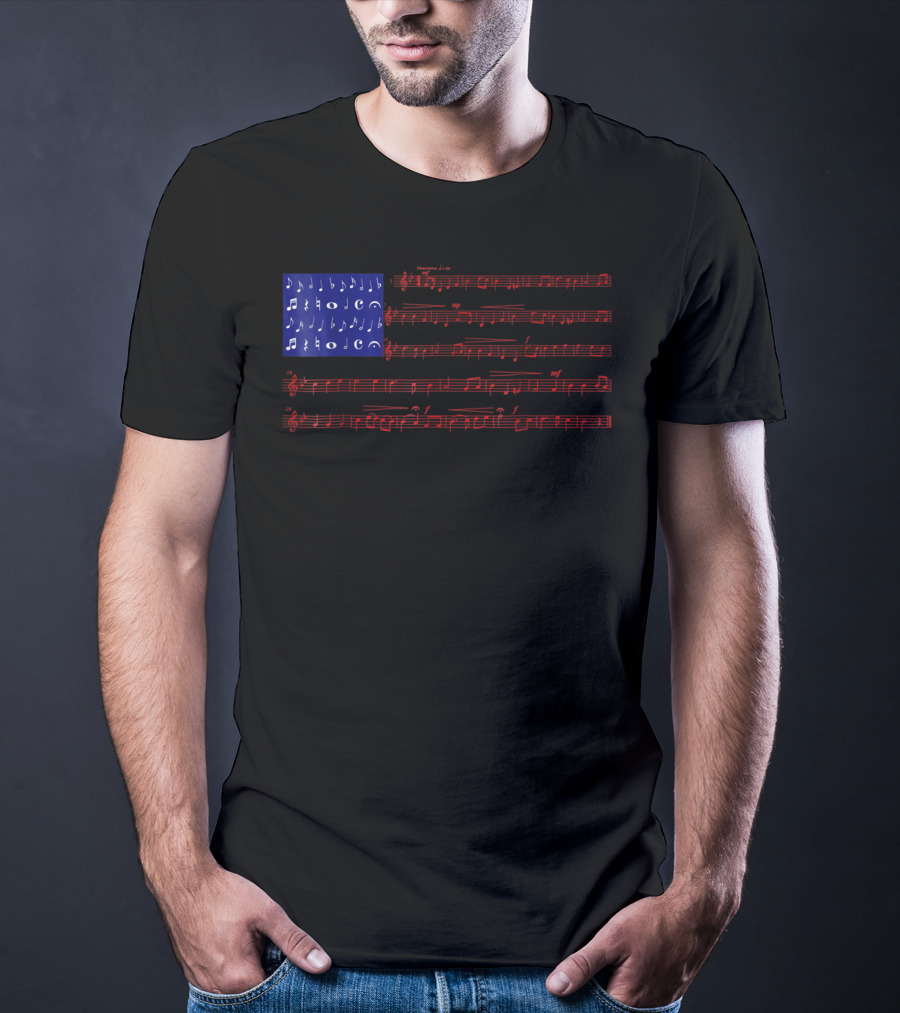 Independence Day American Flag Music Notes Fourth Of July T-Shirt