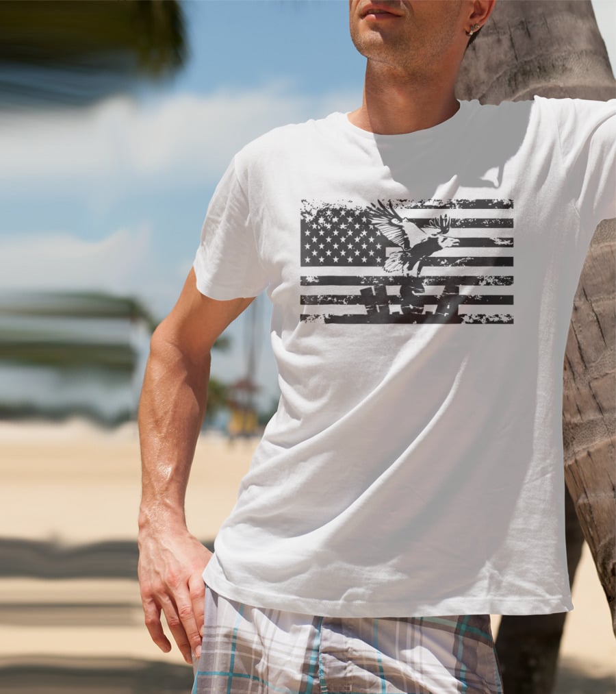 American Flag Eagle USA Patriot Military T-Shirt