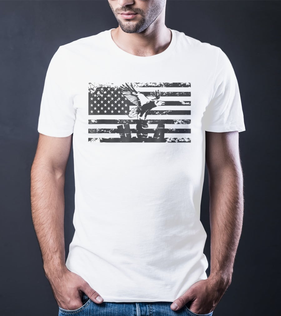 American Flag Eagle USA Patriot Military T-Shirt