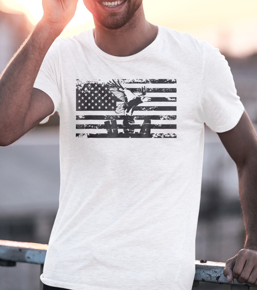 American Flag Eagle USA Patriot Military T-Shirt