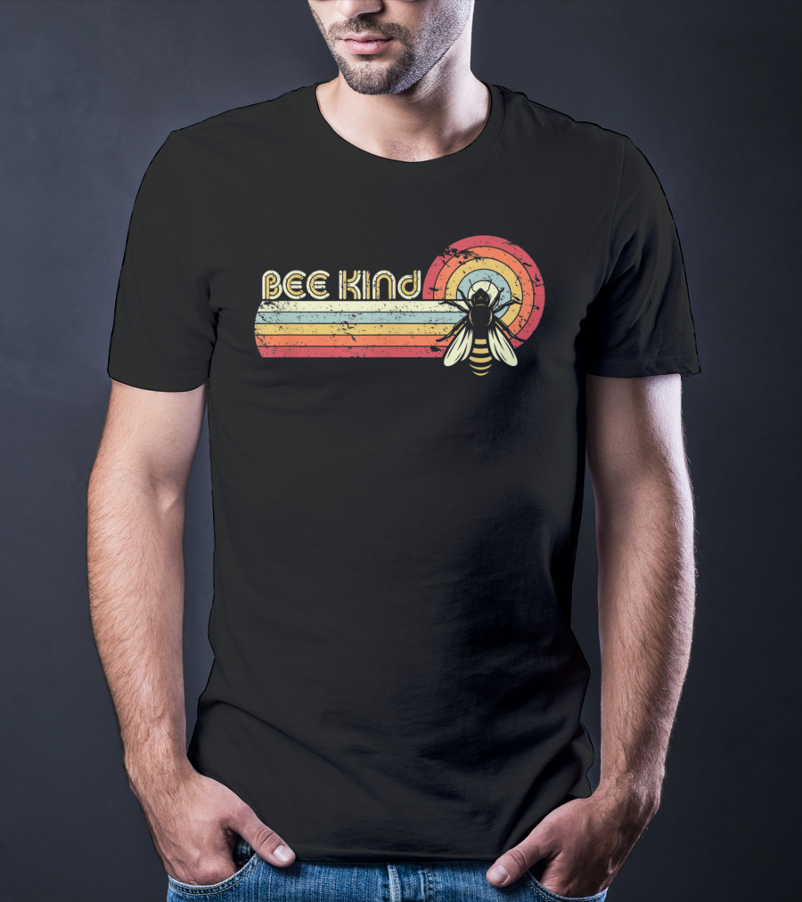 Bee Kind Retro Striped Bee T-Shirt